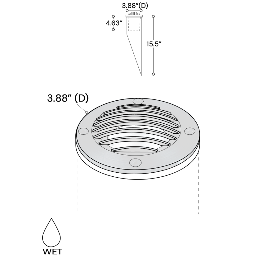 Alcon 9022 Low-Voltage 4-Inch In-Ground LED Well Light shown in a stainless steel finish.