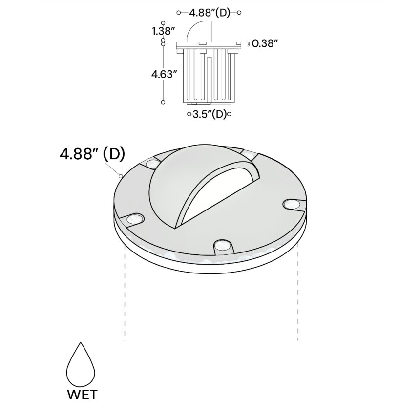 Alcon 9029 Low-Voltage 5-Inch In-Ground LED Well Light shown in a aged bronze finish.