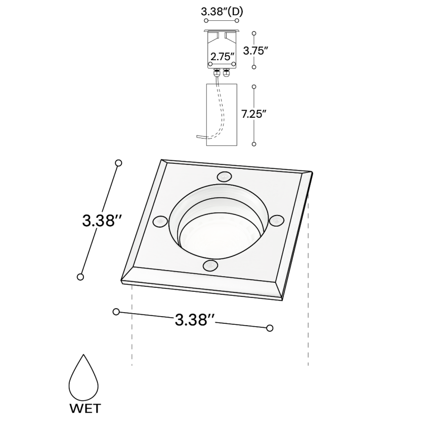 Alcon 9040 Low-Voltage 4-Inch In-Ground LED Well Light shown in a stainless steel finish.