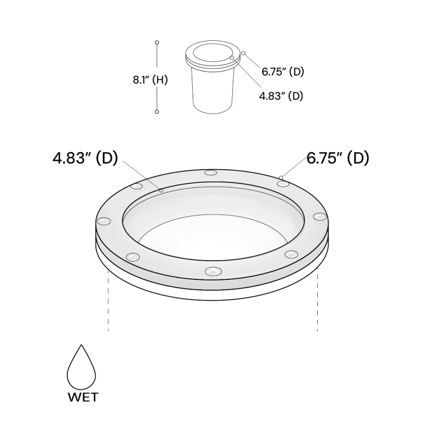 Alcon 9042 LED Well Light shown in a bronze with a blue light