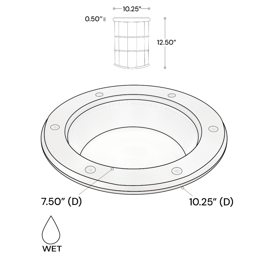 Alcon 9094 LED Well Light shown in a silver finish
