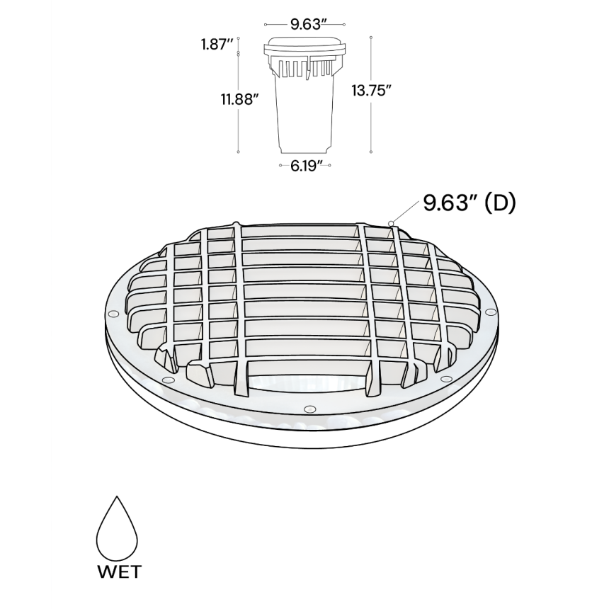 Alcon 9101 LED Well Light shown in a bronze finish with turtle friendly light