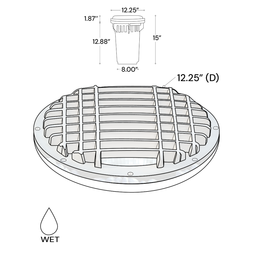 Alcon 9103RGBW LED Well Light shown in a bronze finish with green light.