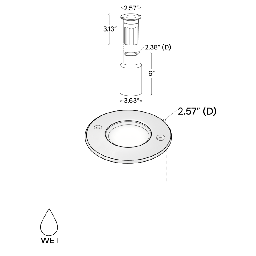 Alcon 9115-S LED Well Light shown in a stainless steel finish