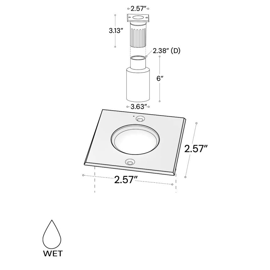 Alcon 9115-R LED Well Light shown in a stainless steel finish