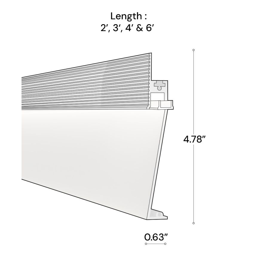 Alcon 15244-A Angled Toe-Kick LED Baseboard Light Strip shown in a White finish