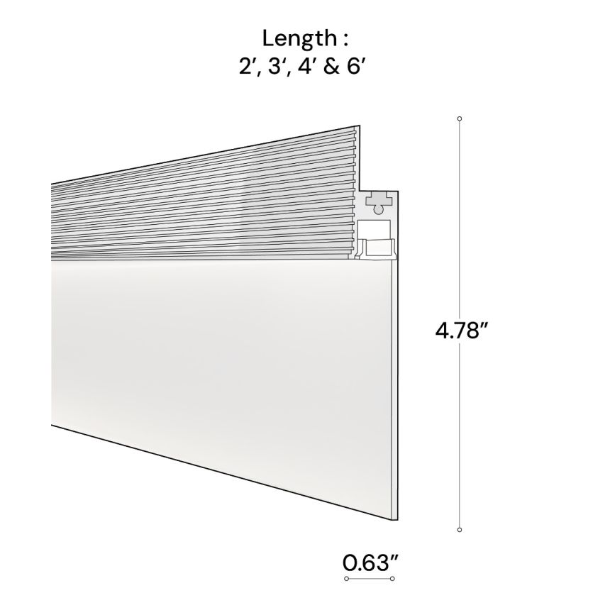Alcon 15244-S Straight Toe-Kick LED Baseboard shown in a White finish