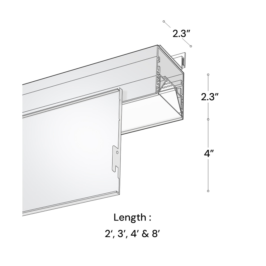 Alcon 15233-4 Linear Recessed LED Perimeter Light Shown in Black finish
