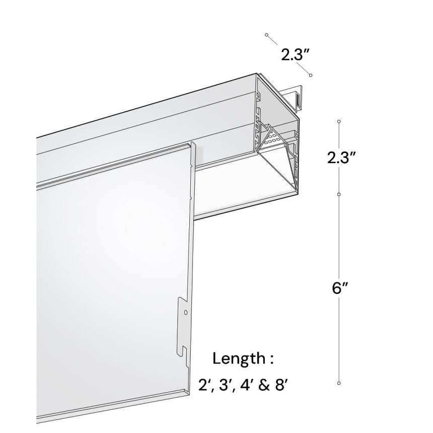 Alcon 15233-6 Linear Recessed LED Perimeter Light Shown in Black finish 