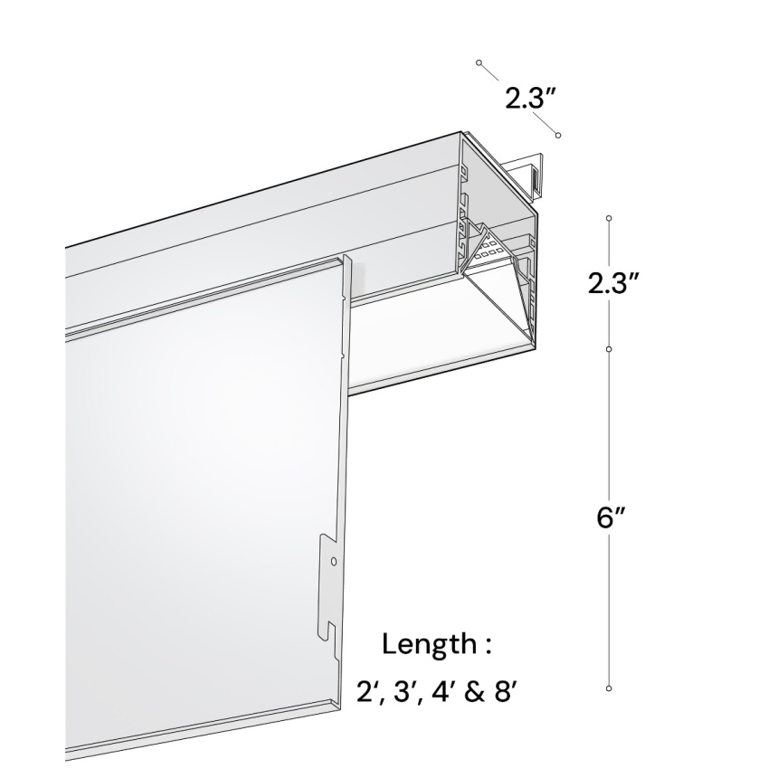 Alcon 15233-6 Linear Recessed LED Perimeter Light Shown in Black finish 