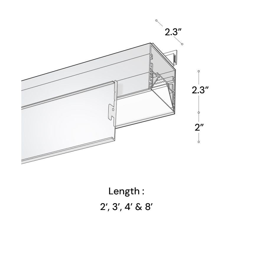 Alcon 15233-2 Linear Recessed LED Perimeter Light Shown in Black finish