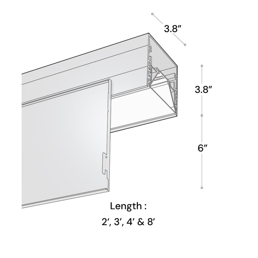 Alcon 15233-6 Linear Recessed LED Perimeter Light Shown in Black finish 