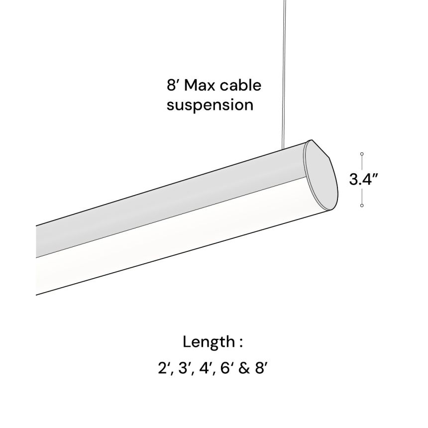 Alcon 12185-P Linear Tube LED Pendant Light shown in a Black finish 