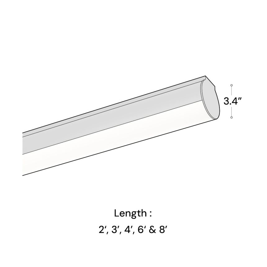 Alcon 12185-S Linear Tube LED Surface Light shown in a Black finish 