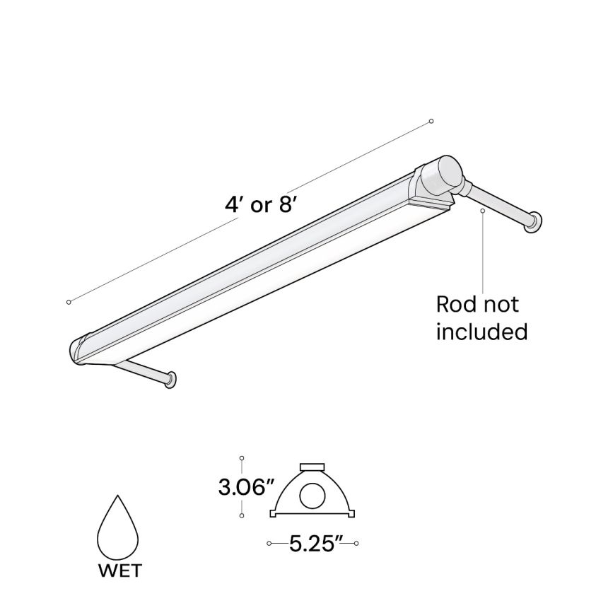 Alcon 31029 LED Exterior Linear Sign light shown in a silver finish.
