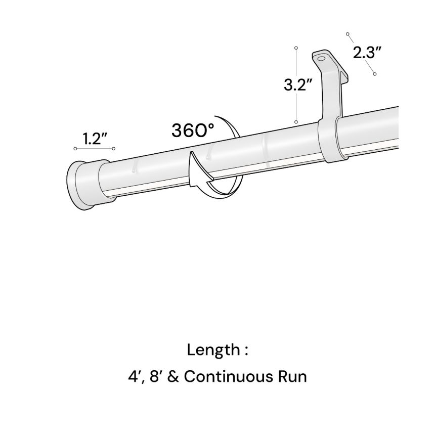 Alcon 14205 Rotatable LED Lighted Closet Rod shown in a Silver finish 