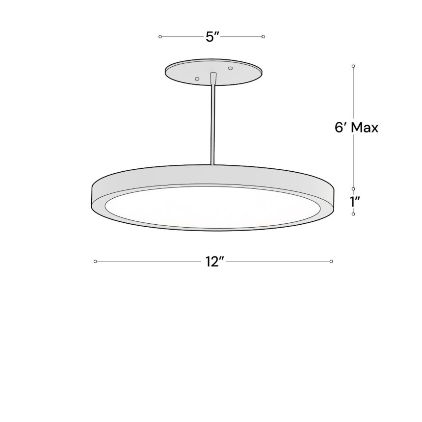 Alcon 12182-P-12 Architectural LED Disk Pendant Light shown in a Black finish 