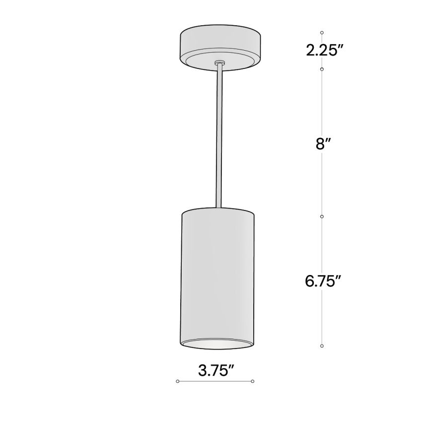 Alcon 12303-P Cylinder LED Pendant Light shown in a Black finish 