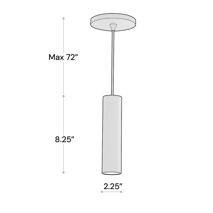 Alcon 12315-2 Architectural LED Cylinder Pendant Light shown in a Black finish