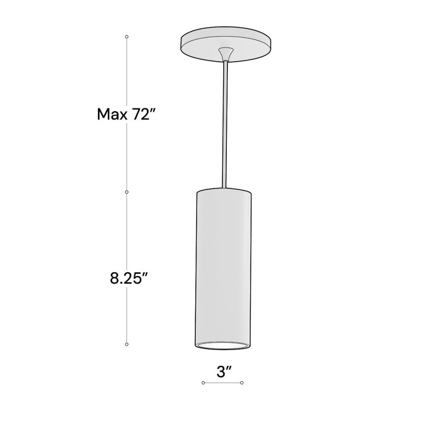 Alcon 12315-3 Architectural LED Cylinder Pendant Light shown in a Black finish