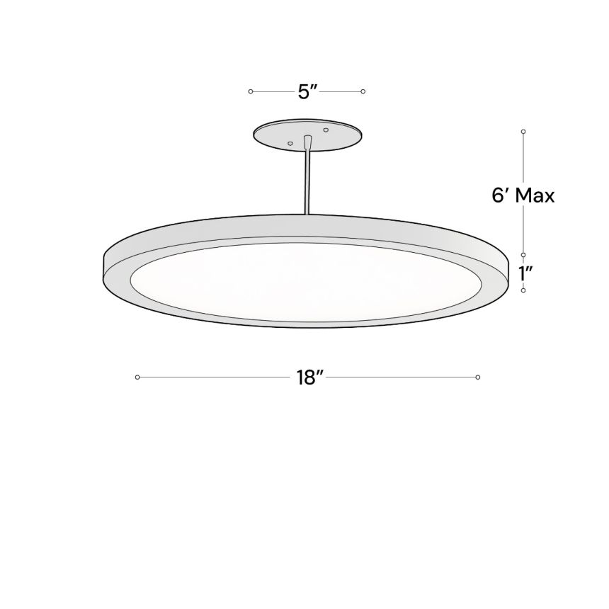 Alcon 12182-P-18 Architectural LED Disk Pendant Light shown in a Black finish