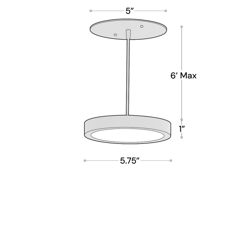 Alcon 12182-P-5 Architectural LED Disk Pendant Light shown in a Black finish