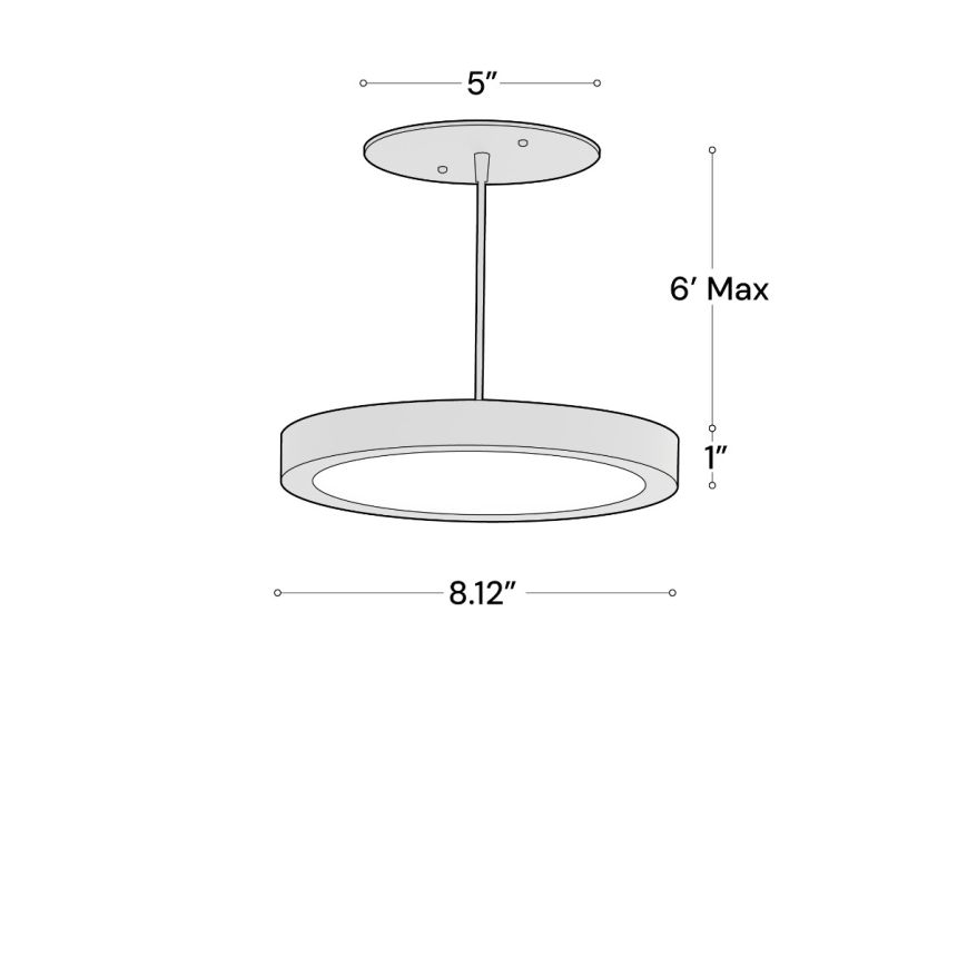 Alcon 12182-P-7 Architectural LED Disk Pendant Light shown in a Black finish
