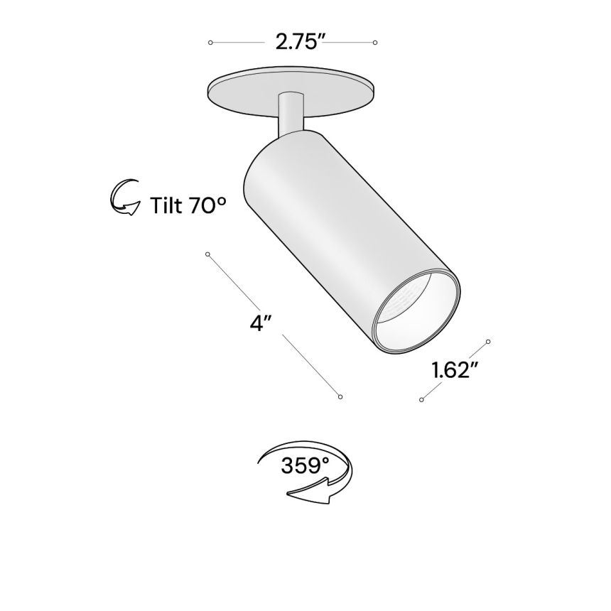 Alcon 13351 Round Adjustable reccesed monopoint Light shown in a Black finish