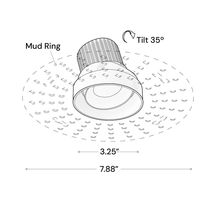 Alcon 14074-RA Trimless Recessed Adjustable Light shown in a Black finish