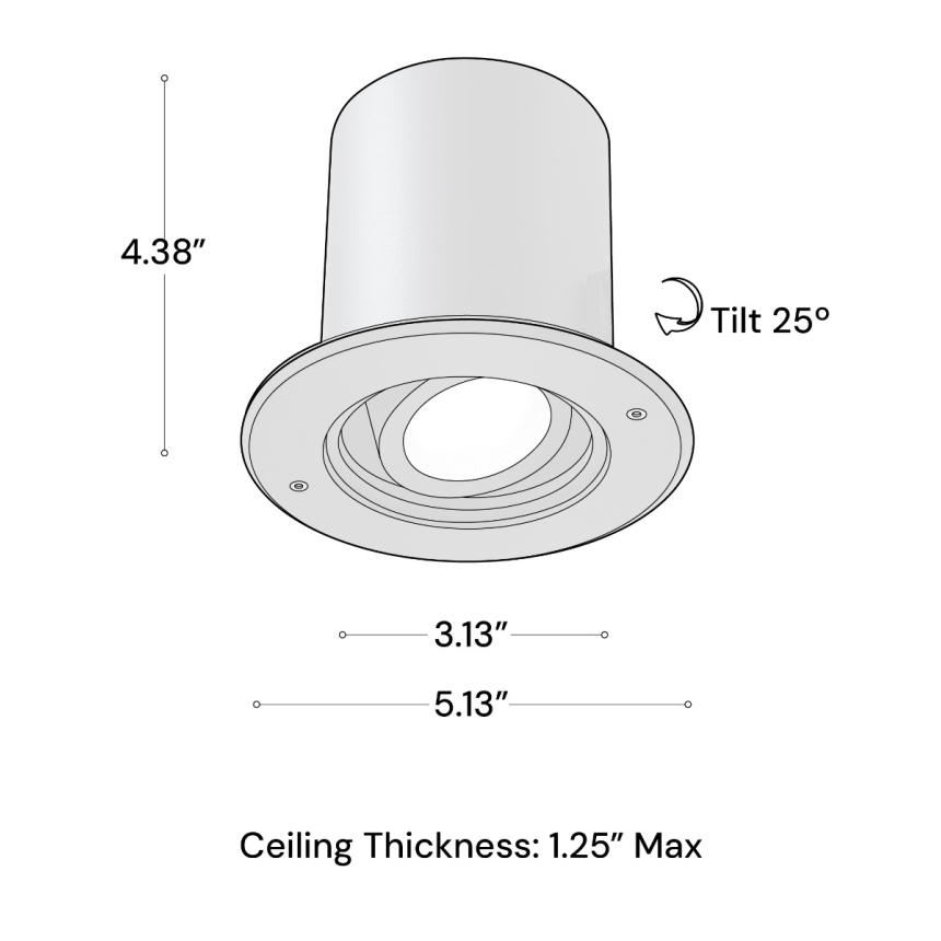 Alcon 14078-ADJ-4 Round Vandal Resistant Exterior Adjustable Can Light shown in a Black finish