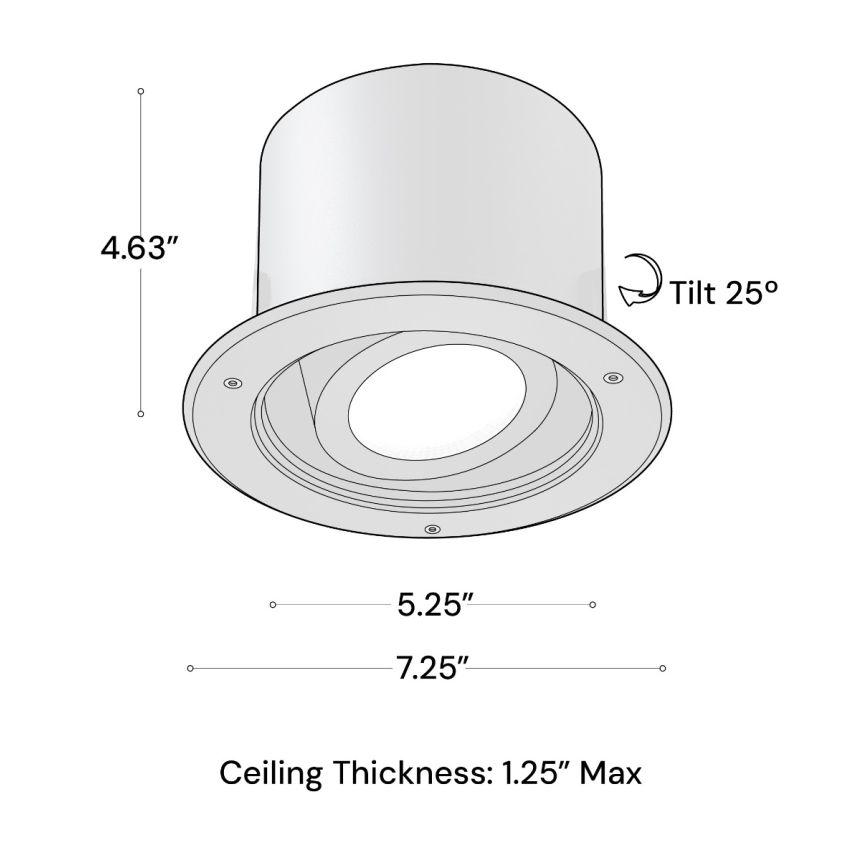 Alcon 14078-ADJ-6 Round Vandal Resistant Exterior Adjustable Can Light shown in a Black finish