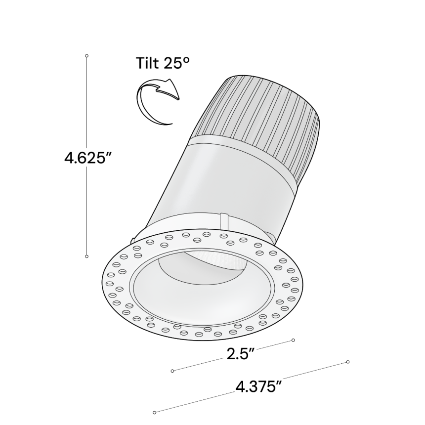 2.5-Inch Trimless Recessed 25º Tilt Adjustable LED Light