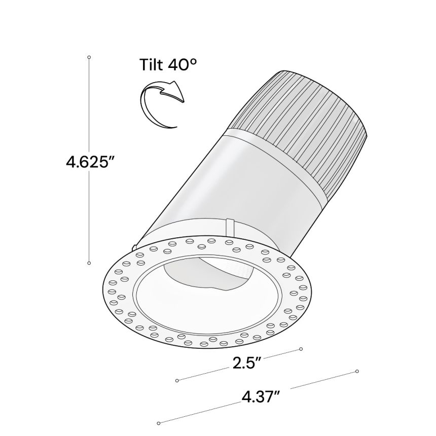 Alcon 14121-ADJ40 Trimless Recessed 40º Tilt Adjustable Light shown in a Black finish 