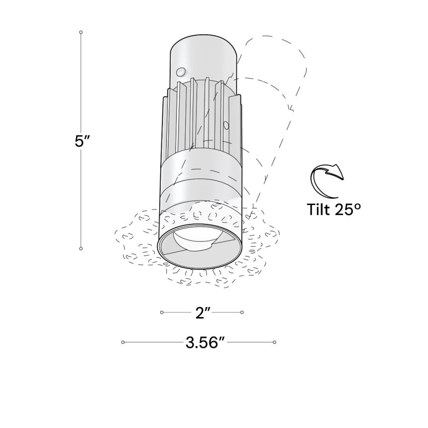 Alcon 14122-R-TL-WW Trimless Round Recessed Wall wash Light shown in a Black finish