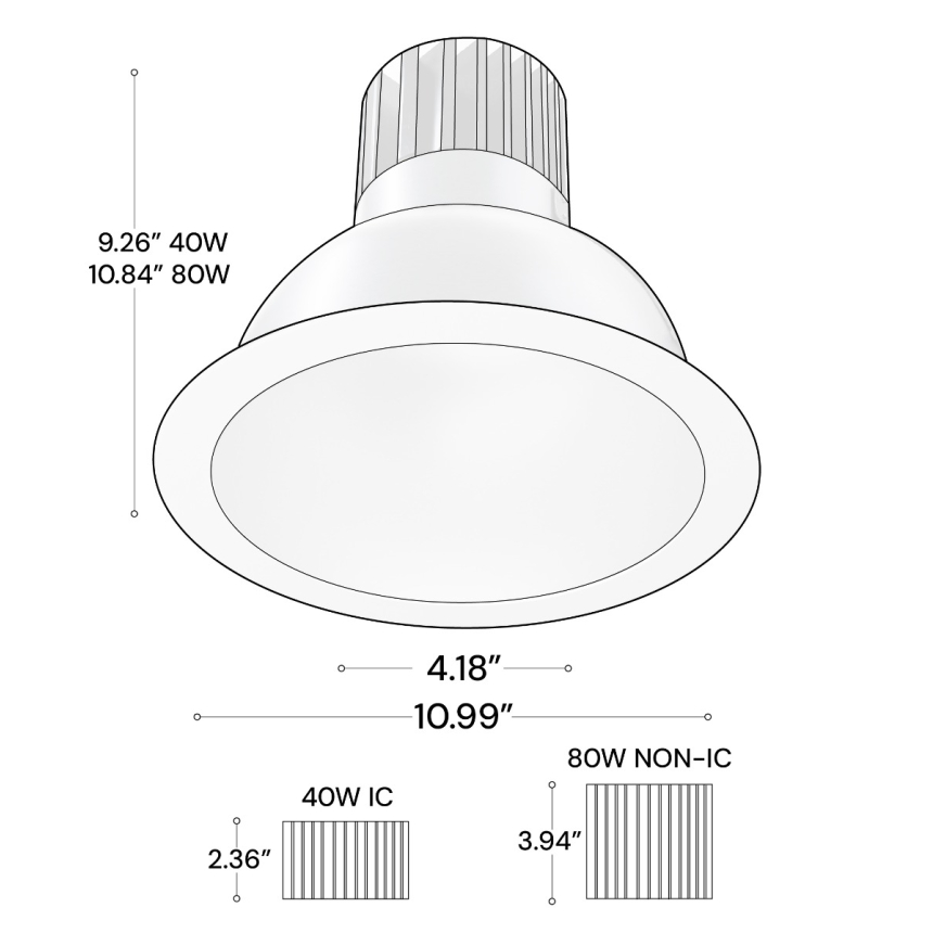 10-Inch Deep Regressed Commercial LED Recessed Downlight