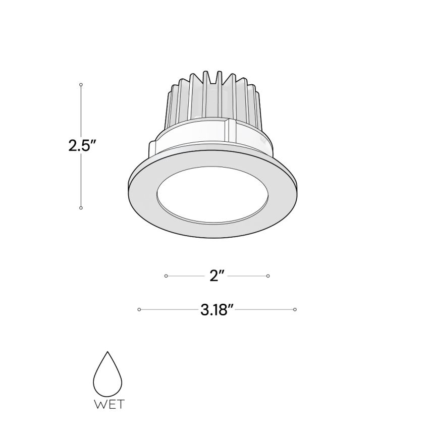 Alcon 14144-R-DIR-WL Wet Rated Recessed Dimmable Downlight shown in a Black finish