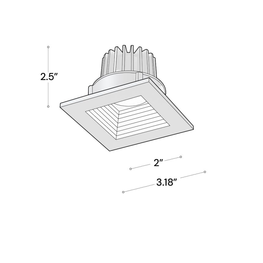 Alcon 14144-S-DIR-B Square Recessed Baffled Downlight shown in a Black finish