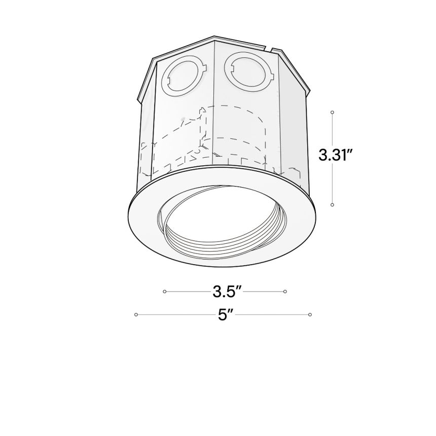 14106-4ND-ADJ-BA Adjustable Low-Glare Baffle Recessed Concrete Ceiling Downlight shown in a White finish