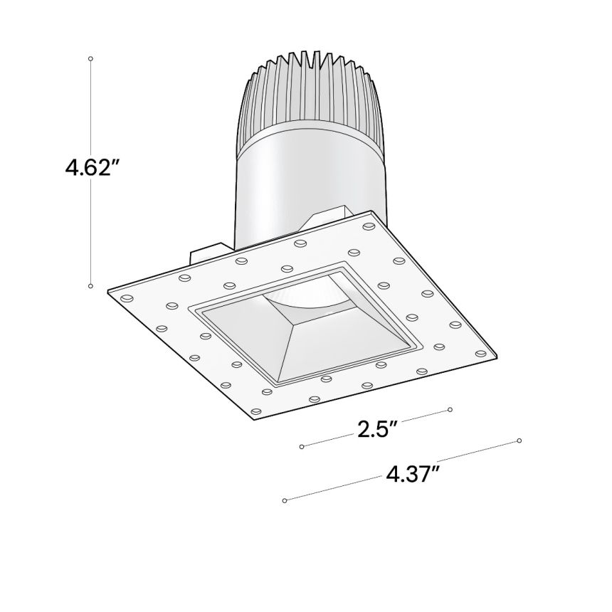 Alcon 14073-DIR Trimless Square Recessed LED Downlight shown in a Black finish