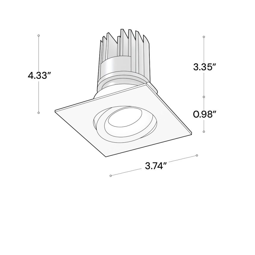 Alcon 14119-S-ADJ Square Recessed Adjustable Light shown in a White finish