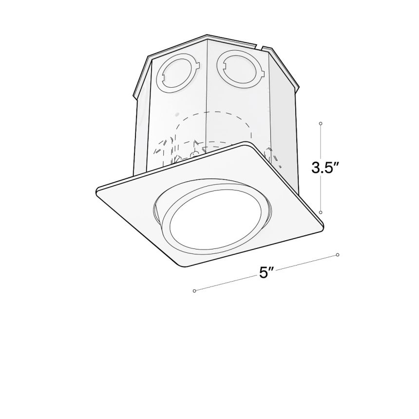 14106-SQN4-ADJ Square Adjustable Gimbal Recessed Concrete Ceiling Downlight shown in a White finish
