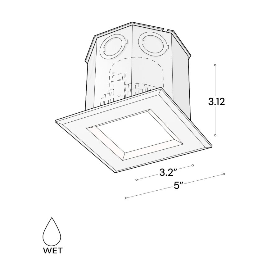 14106-SQN4-D Square Architectural Recessed Concrete Ceiling Downlight shown in a White finish