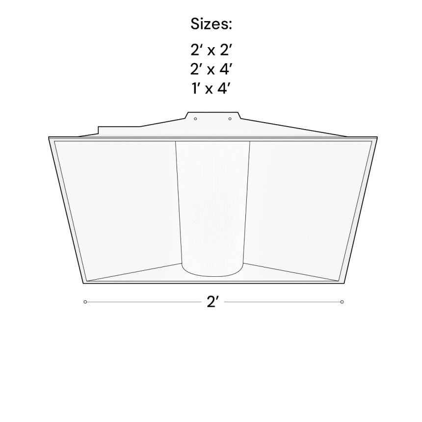 Alcon 24000 Perforated Metal Center-Basket Recessed LED Troffer Light shown in a White finish