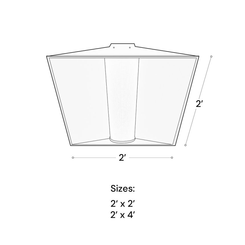 Alcon 24000 Perforated Metal Center-Basket Recessed LED Troffer Light shown in a White finish