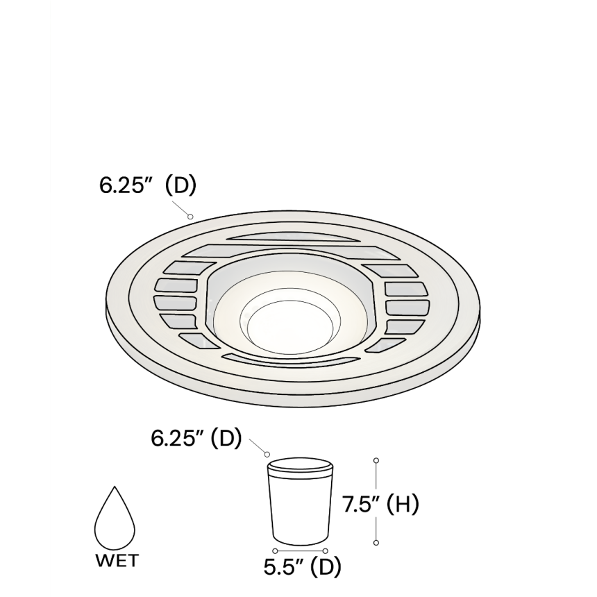 Alcon 9031 LED Well Light shown in a cast brass finish