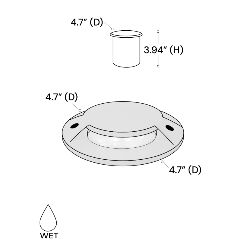 Alcon 9071-RGBW 5-inch in-ground LED well light shown with a circular aluminum light head.
