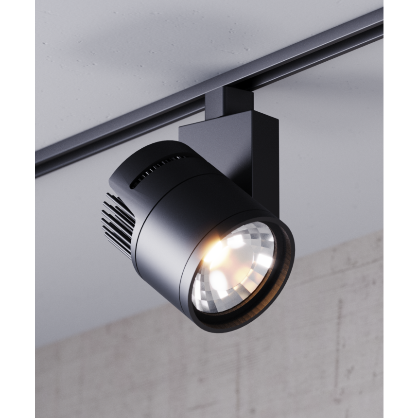 Alcon 13127-LG Architectural Multi-Sized LED Track Light Head shown in a Black finish.