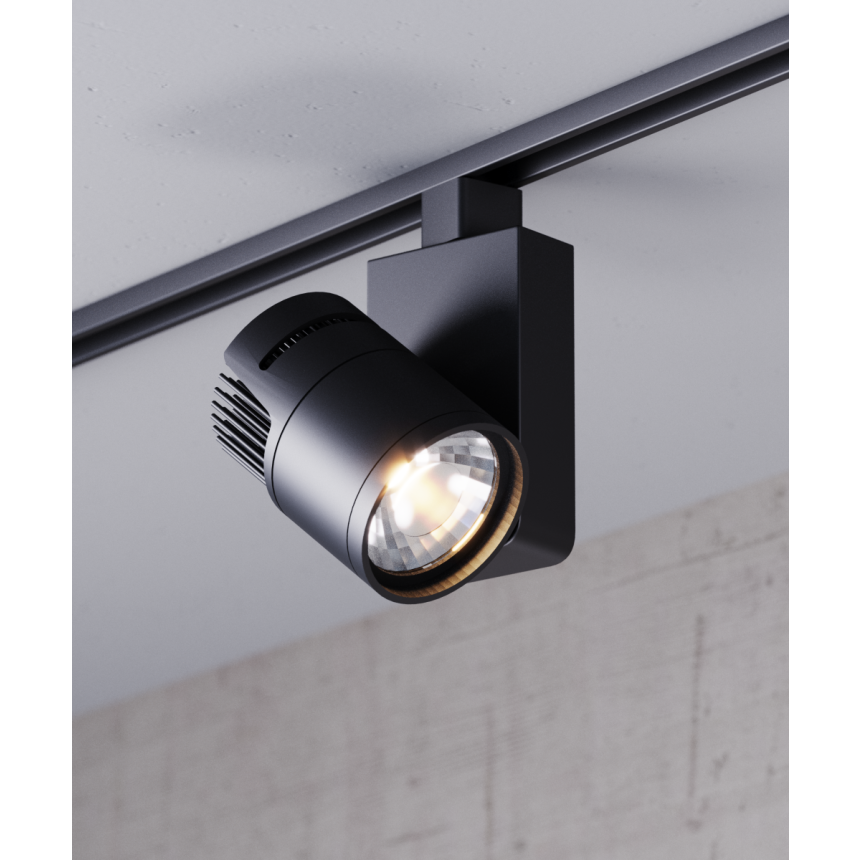 Alcon 13127-MD Architectural Multi-Sized LED Track Light Head shown in a Black finish.