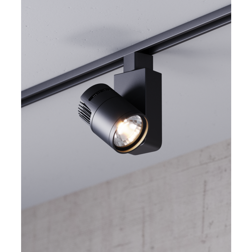 Alcon 13127-SM Architectural Multi-Sized LED Track Light Head shown in a Black finish.