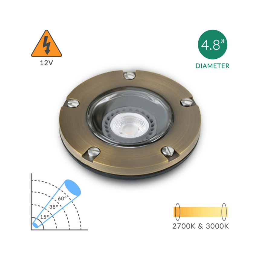 Alcon 9026-CB Low-Voltage 5-Inch Adjustable In-Ground LED Well Light
